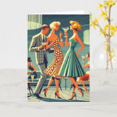 Mid Century Modern Martini Dance Cocktail Party Karte (Gelbe Blume)
