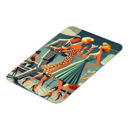 Mid Century Modern Martini Dance Cocktail Party Magnet (Linke Seite)