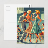 Mid Century Modern Martini Dance Cocktail Party Postkarte (Vorne/Hinten)