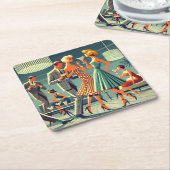 Mid Century Modern Martini Dance Cocktail Party Rechteckiger Pappuntersetzer (angewinkelt)