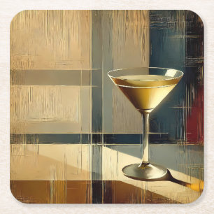 Mid Century Modern Martini in einem Mondstrahl Rechteckiger Pappuntersetzer