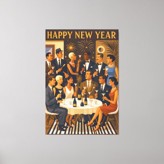 Mid Century Modern Martini Intellectuals New Year Leinwanddruck (Vorderseite)