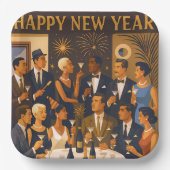 Mid Century Modern Martini Intellectuals New Year Pappteller (Vorderseite)