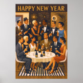 Mid Century Modern Martini Intellectuals New Year Poster (Vorne)