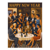 Mid Century Modern Martini Intellectuals New Year Poster (Vorderseite)