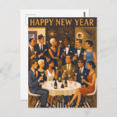 Mid Century Modern Martini Intellectuals New Year Postkarte (Vorne/Hinten)