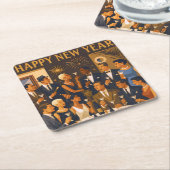 Mid Century Modern Martini Intellectuals New Year Rechteckiger Pappuntersetzer (angewinkelt)