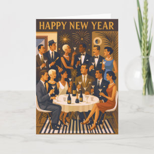 Mid Century Modern Martini Intellektuelle Neujahr Karte