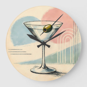 Mid Century Modern Martini Pastell Minimalistische Große Wanduhr