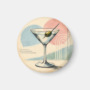Mid Century Modern Martini Pastell Minimalistische Magnet