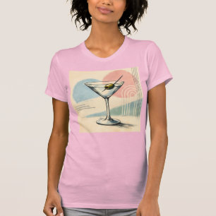Mid Century Modern Martini Pastell Minimalistische T-Shirt