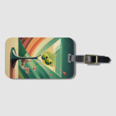 Mid Century Modern Martini Reise Kathedralblick Gepäckanhänger (Vorderseite (Horizontal))
