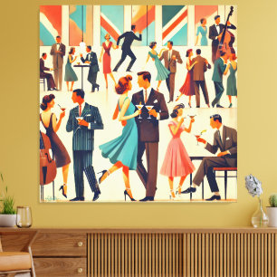 Mid Century Modern Martinis Im Club Leinwanddruck