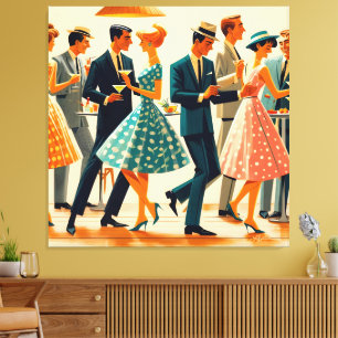 Mid Century Modern Martinis Tanz-Cocktailparty Leinwanddruck