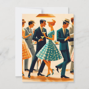 Mid Century Modern Martinis Tanz-Cocktailparty Postkarte