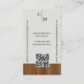 Mid-century Modern Minimal Woodgrain Photo QR Code Visitenkarte (Rückseite)