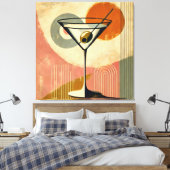 Mid Century Modern Minimalist Art Martini Leinwanddruck (Insitu (Schlafzimmer))