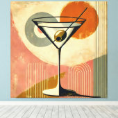 Mid Century Modern Minimalist Art Martini Leinwanddruck (Insitu (Holzboden))