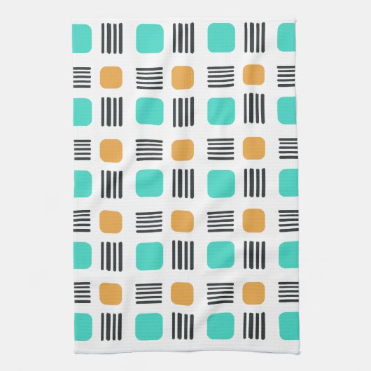 Mid Century Modern Minimalist Squares Lines Geschirrtuch (Vertikal)