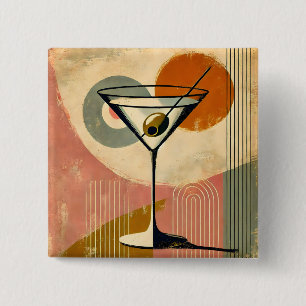 Mid Century Modern Minimalistische Kunst Martini Button