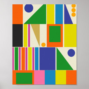 Mid Century Modern Modtastische Farbige Geometrisc Poster