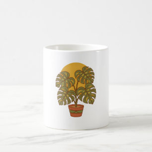 Mid Century Modern Monstera Blatt Pflanze Grafik S Kaffeetasse