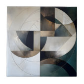 Mid-Century Modern Neutral Gold Geometric Abstract Fliese (Vorderseite)