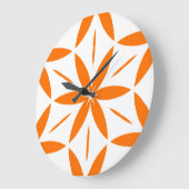 Mid-Century Modern Orange Geometric Floral Große Wanduhr (Winkel)