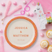 Mid-Century-Modern-Orange geometrische Hochzeit na Pappteller (Party)