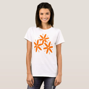 Mid-Century Modern Orange Geometrisches Florales D T-Shirt