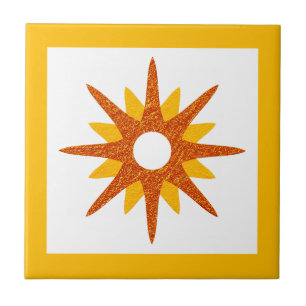 Mid-Century Modern Orange Sternenexplosion Fliese