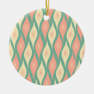 Mid Century Modern Ornamente Muster Teal & Blush