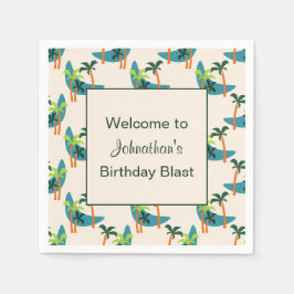 Mid Century Modern Palm Oasis Geburtstagsparty Serviette