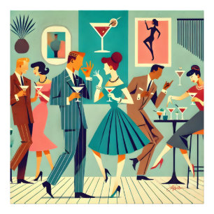 Mid Century Modern Party Der Martini-Tanz Fotodruck