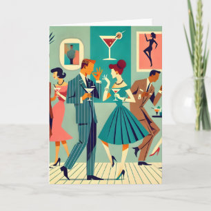 Mid Century Modern Party Der Martini-Tanz Karte