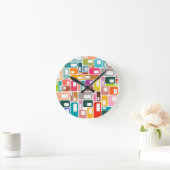 Mid-Century Modern Pattern Runde Wanduhr (Zuhause)