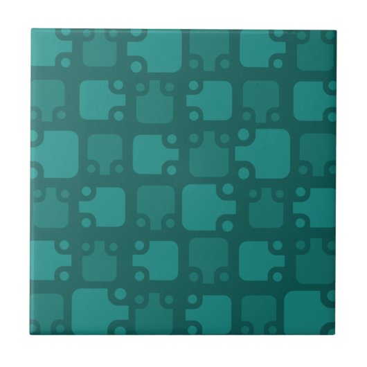 Mid Century Modern Pattern Teal Fliese (Vorderseite)