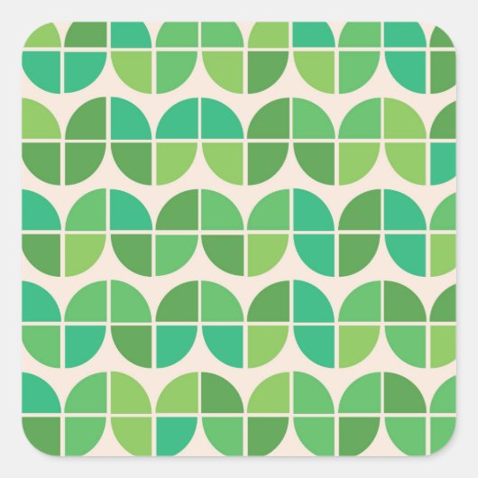  Mid Century Modern  Pattern with geometric green  Quadratischer Aufkleber (Vorderseite)