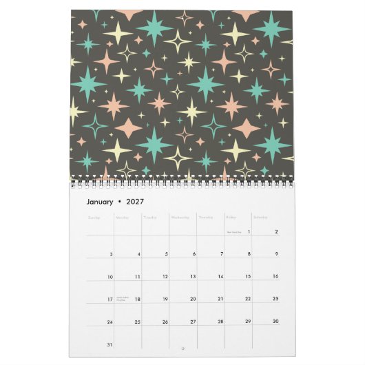 Mid Century Modern Patterns #1 Original Art Retro Kalender (Jan 2027)