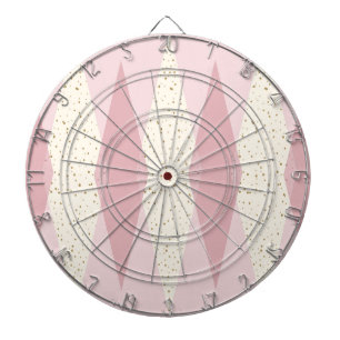 Mid Century Modern Pink Argyle Dart Board Dartscheibe