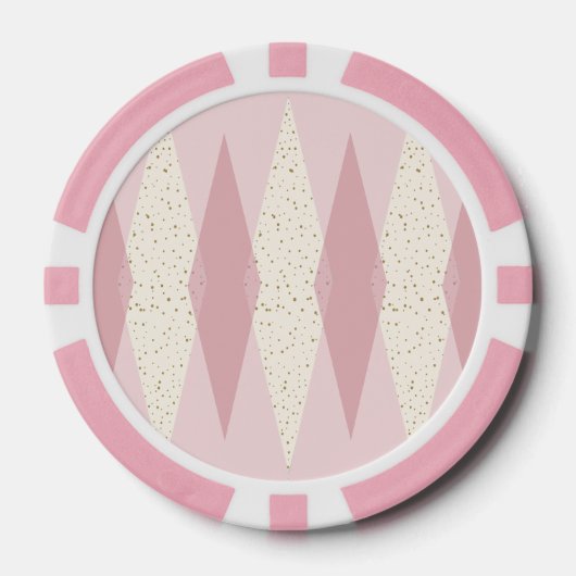 Mid Century Modern Pink Argyle Poker Chip (Vorderseite)