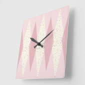 Mid Century Modern Pink Argyle Square Wall Clock Quadratische Wanduhr (Winkel)
