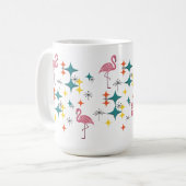 Mid Century Modern Pink Flamingo Diamond Starburst Kaffeetasse (Vorderseite Links)