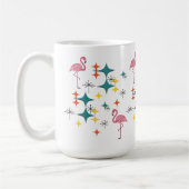 Mid Century Modern Pink Flamingo Diamond Starburst Kaffeetasse (Links)