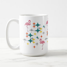 Mid Century Modern Pink Flamingo Diamond Starburst Kaffeetasse