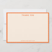 Mid-Century Modern Pink Orange Custom Wedding Name Dankeskarte (Vorderseite)