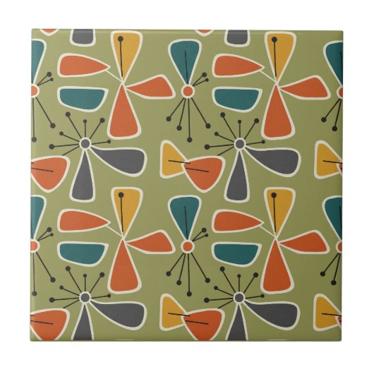 Mid-Century Modern Pinwheel Abstract #10 ID1224 Fliese (Vorderseite)