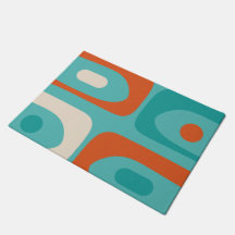 Mid-Century-Modern-Piquet-Muster Teal Orange