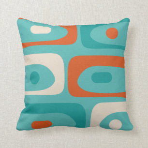 Mid-Century-Modern-Piquet-Muster Teal Orange Kissen