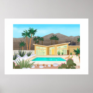 Mid Century Modern Pool House Großformatdruck Poster